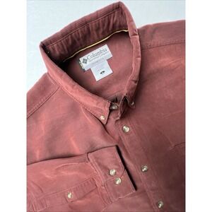 Columbia Shirt Mens L Long Sleeve Button-Down Rust Red Sportswear GRT Casual